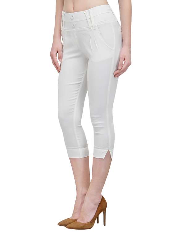 white cotton capri - 13656891 -  Standard Image - 1