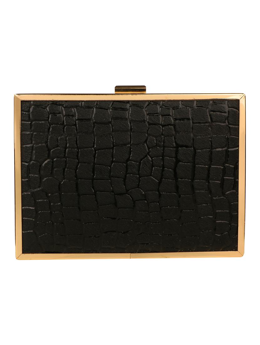 black leatherette box clutch - 13656934 - Standard Image - 1