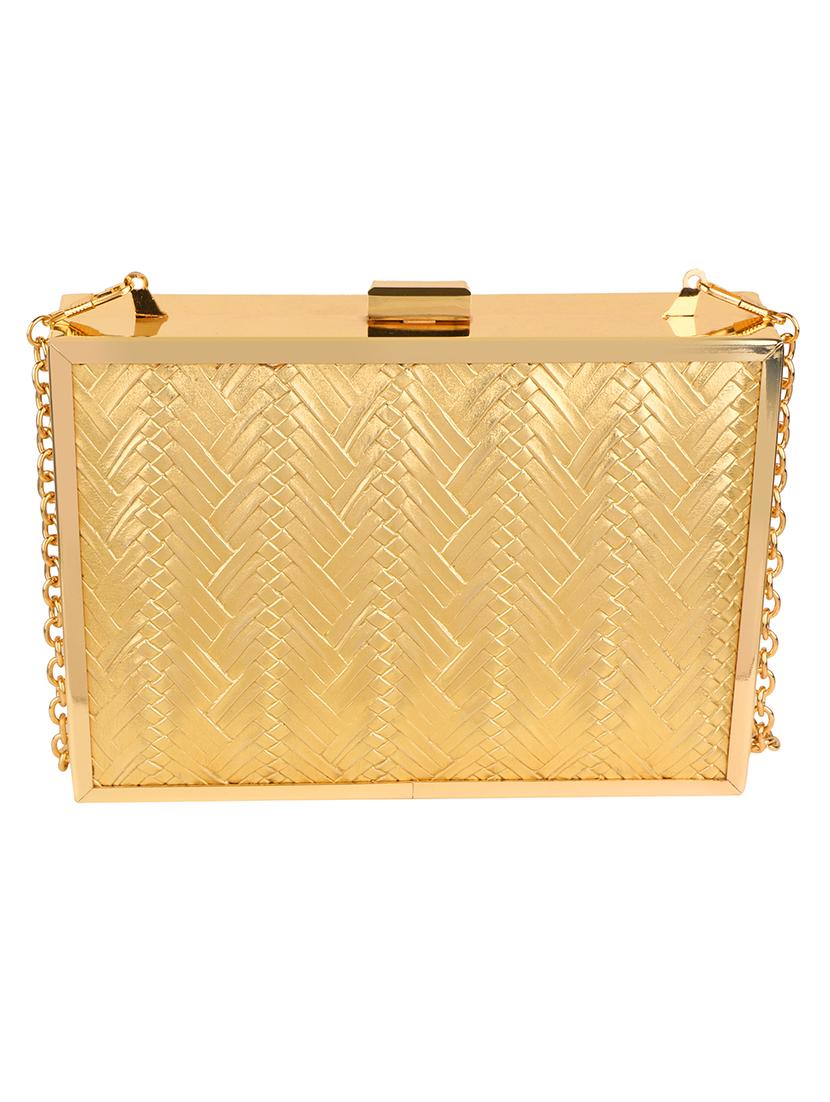gold leatherette box clutch - 13656935 - Standard Image - 1