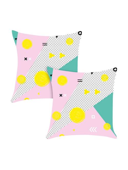 ambbi collections digitally printed cushion cover with geometric desgin set of two - 13657343 -  Standard Image - 0
