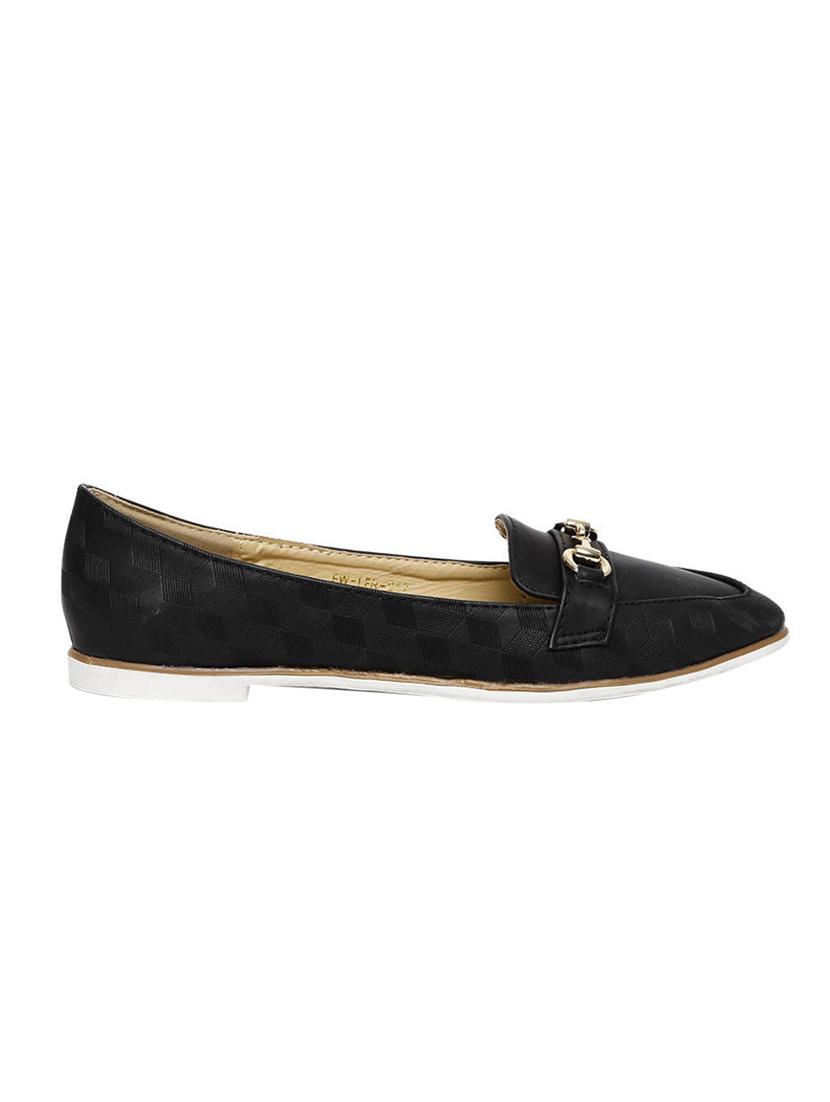 black leatherette slip on ballerina - 13657736 -  Standard Image - 1