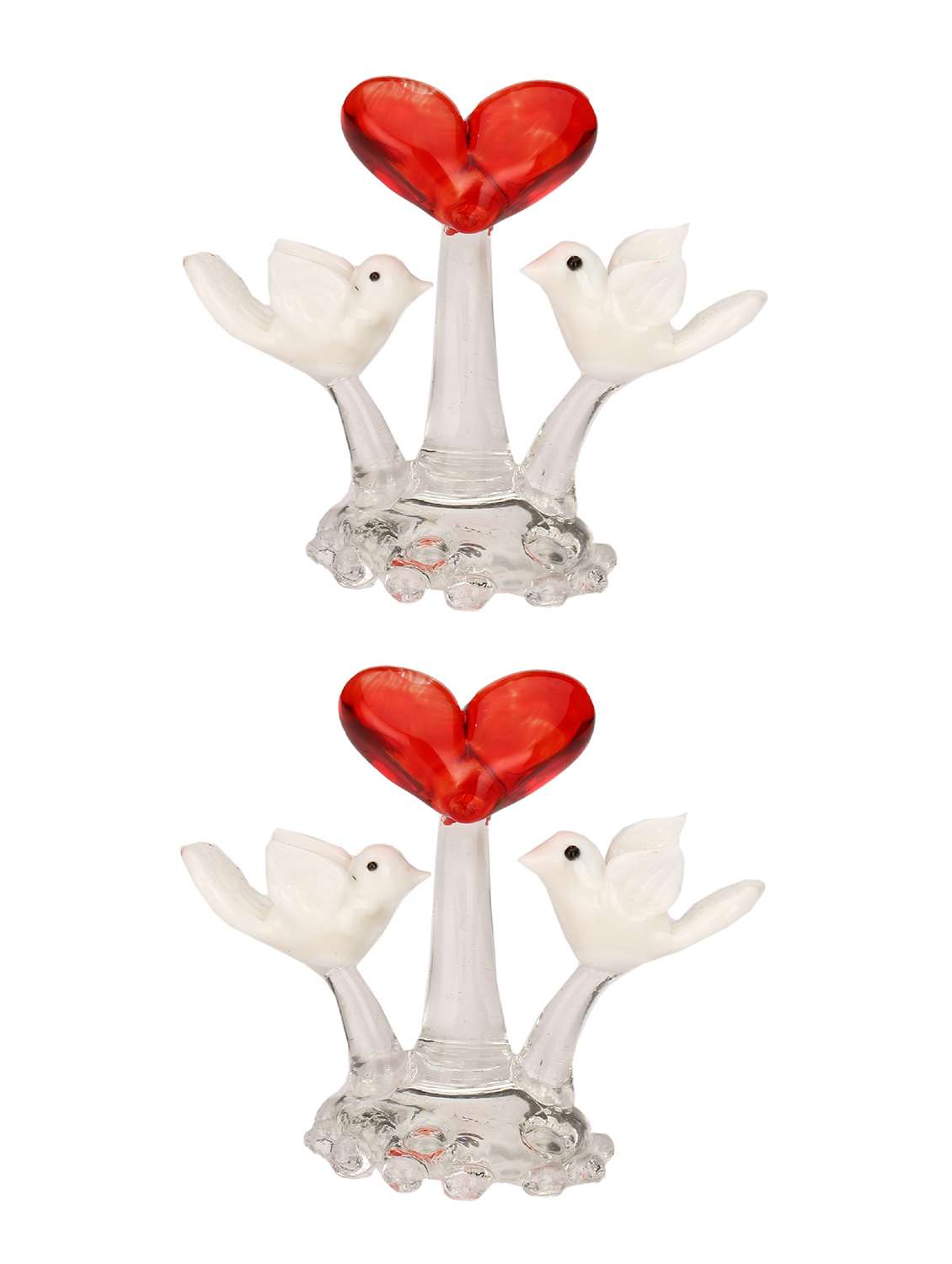 lakshya loving bird couple with lovely heart (set of 2)