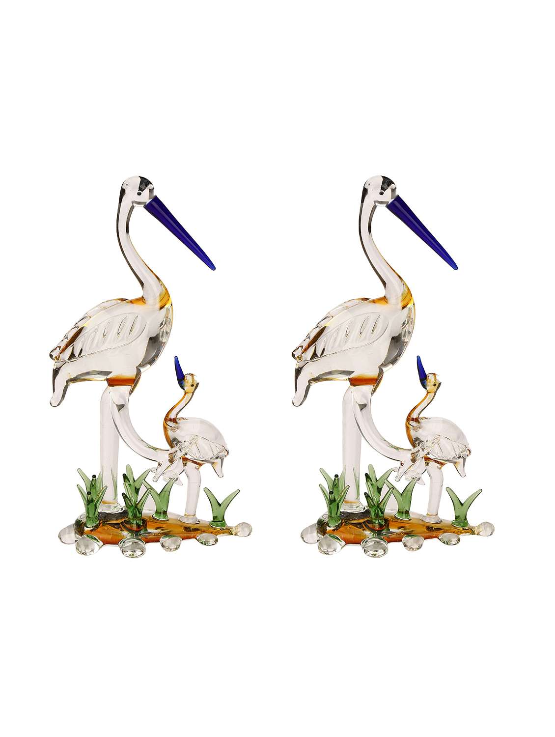 lakshya mother bird caring his baby bird in grass (set of 2)