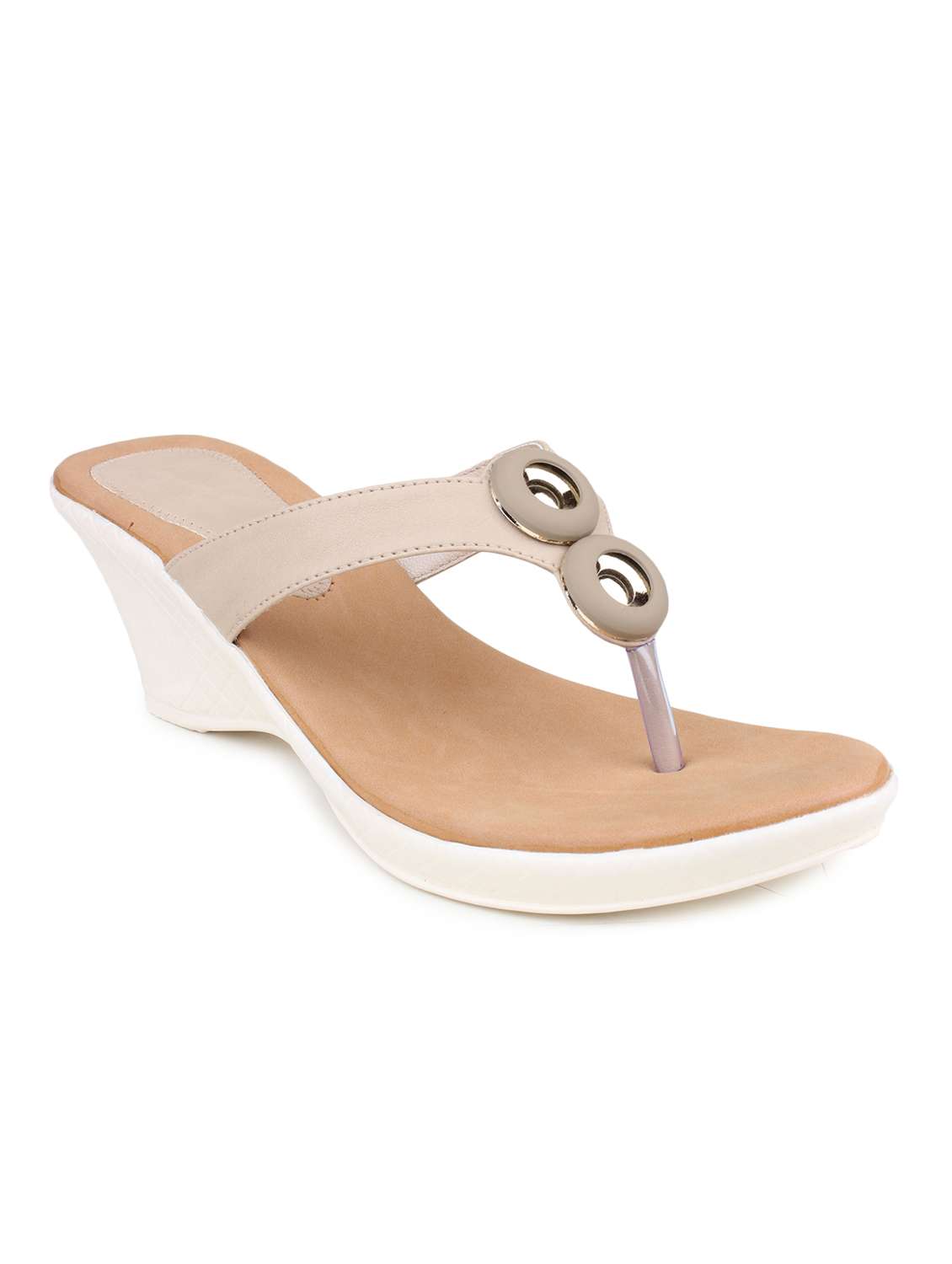 beautiful beige color synthetic heels from shezone