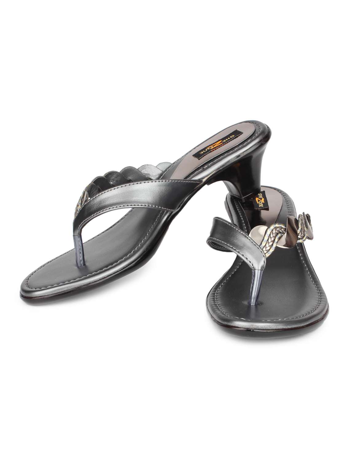 Buy online Grey Leatherette Toe Separator Sandals from heels for Women