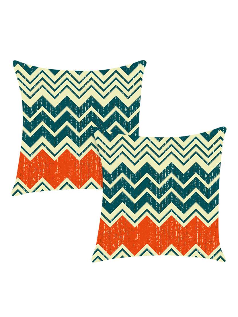 multi colored digitally printed set of 2 satin cushion cover