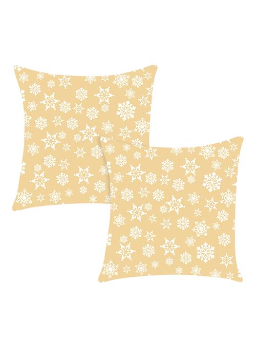 beige digitally printed set of 2 satin cushion cover - 13662535 -  Standard Image - 0