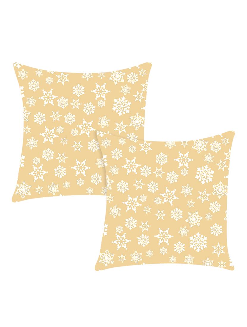 beige digitally printed set of 2 satin cushion cover - 13662535 -  Zoom Image - 0