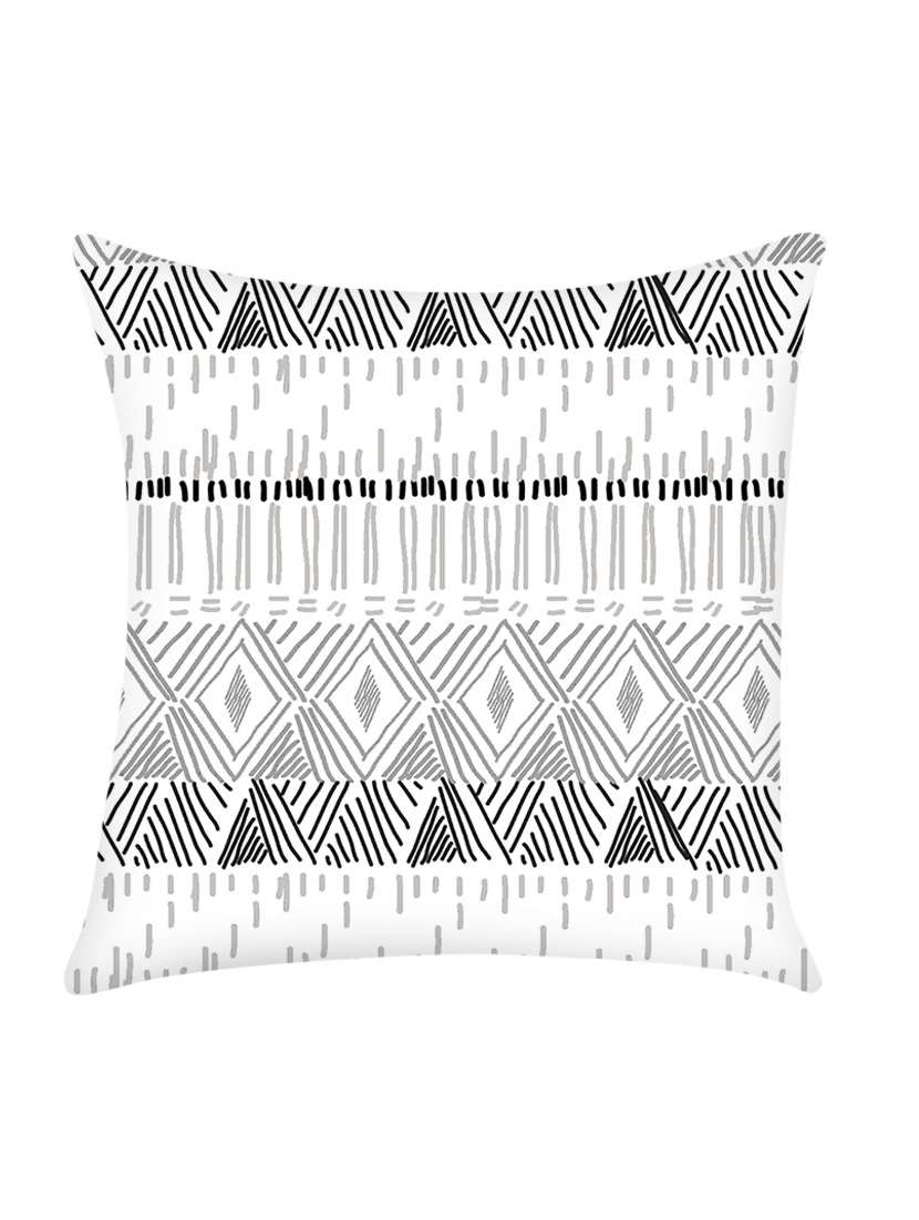 white digitally printed satin cushion cover