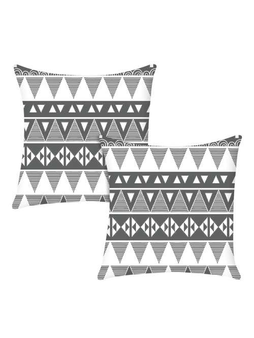 white digitally printed set of 2 satin cushion cover - 13662539 - Standard Image - 0