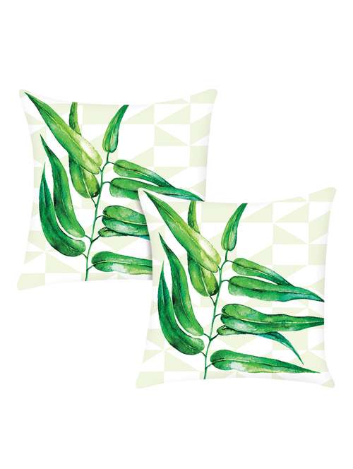 white digitally printed set of 2 satin cushion cover - 13662551 -  Standard Image - 0