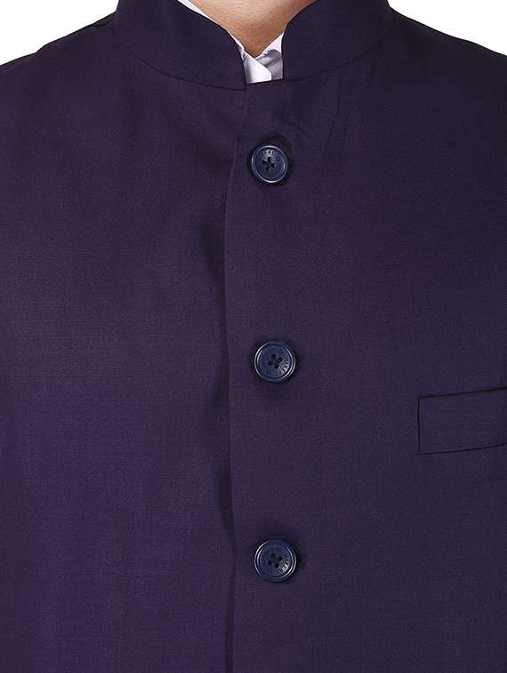 purple cotton nehru jacket - 13665864 -  Standard Image - 4