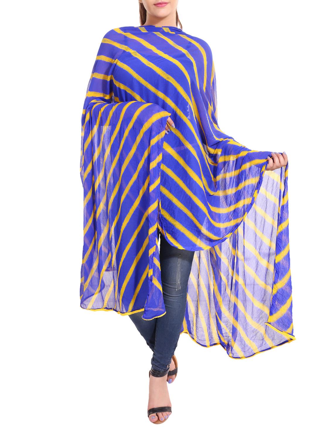 blue leheriya dupatta - 13666975 - Zoom Image - 0