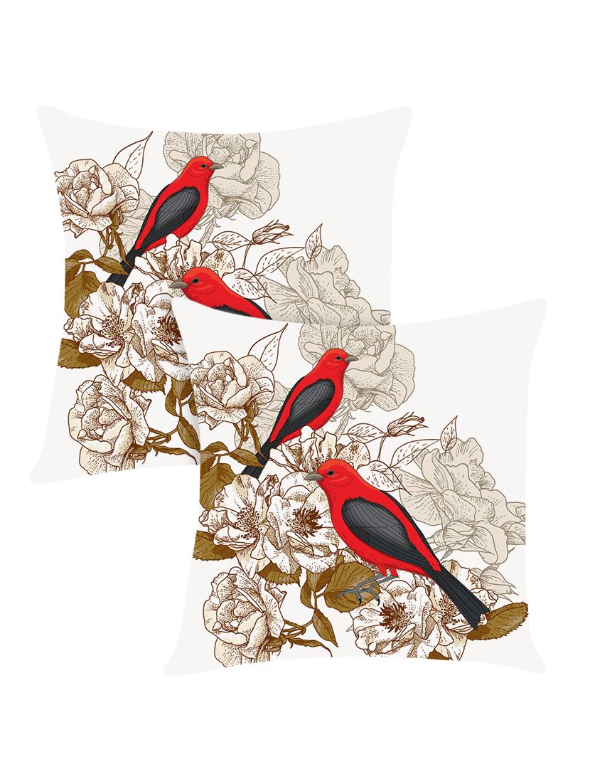 digitally printed cushion cover with bird design set of two