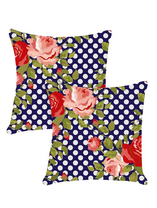 digitally printed cushion cover with floral and dots design set of two - 13667863 -  Standard Image - 0