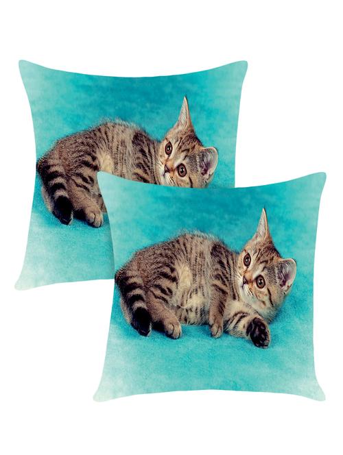 digitally printed cushion cover with cat with blue background design set of two - 13667865 - Standard Image - 0