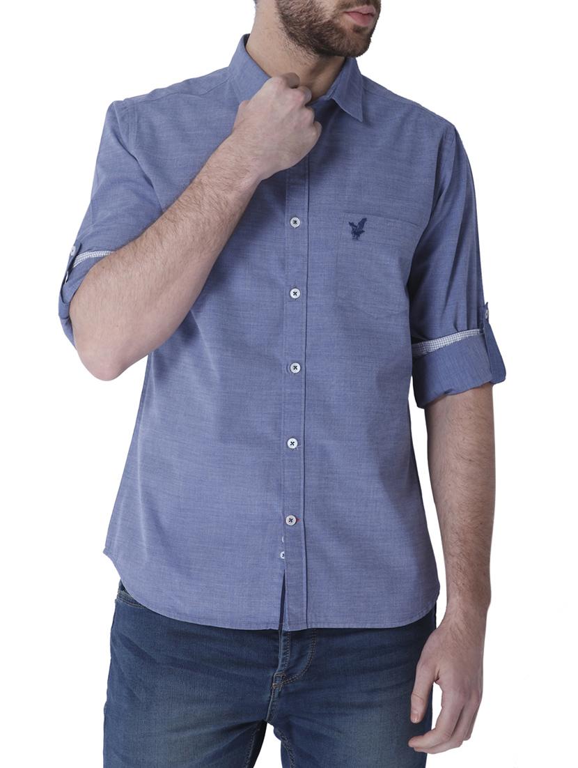 navy blue cotton casual shirt