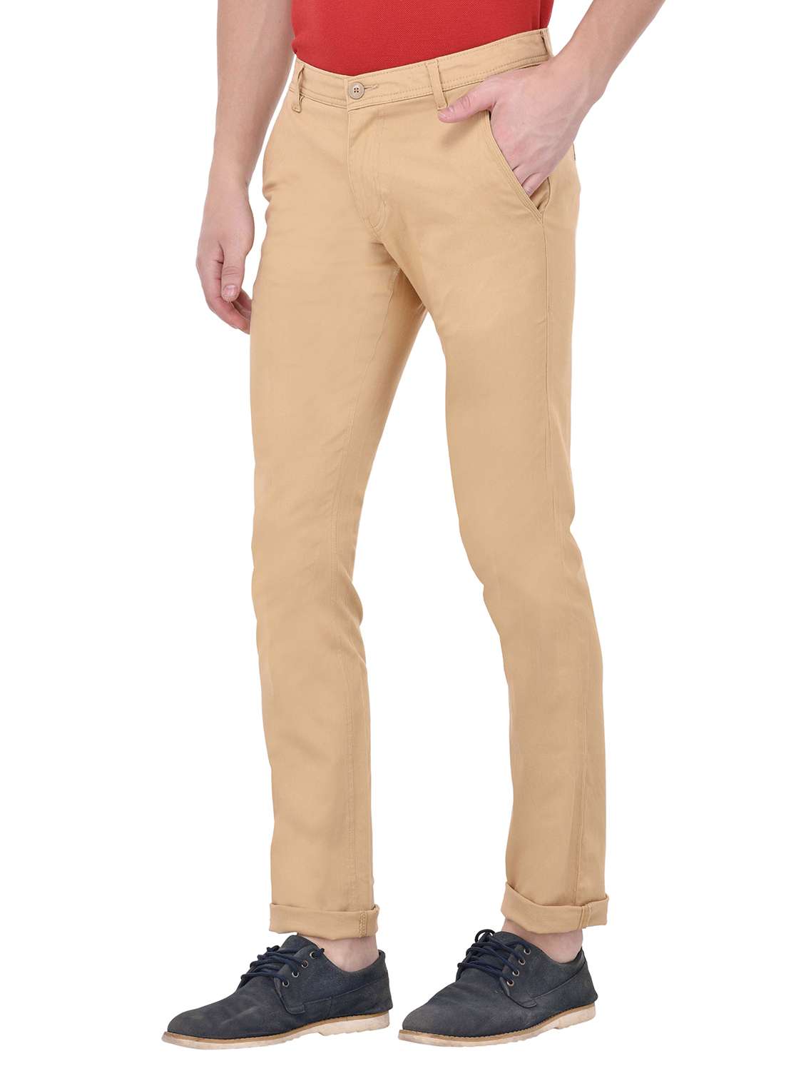 beige cotton chinos casual trousers - 13672005 - Standard Image - 1