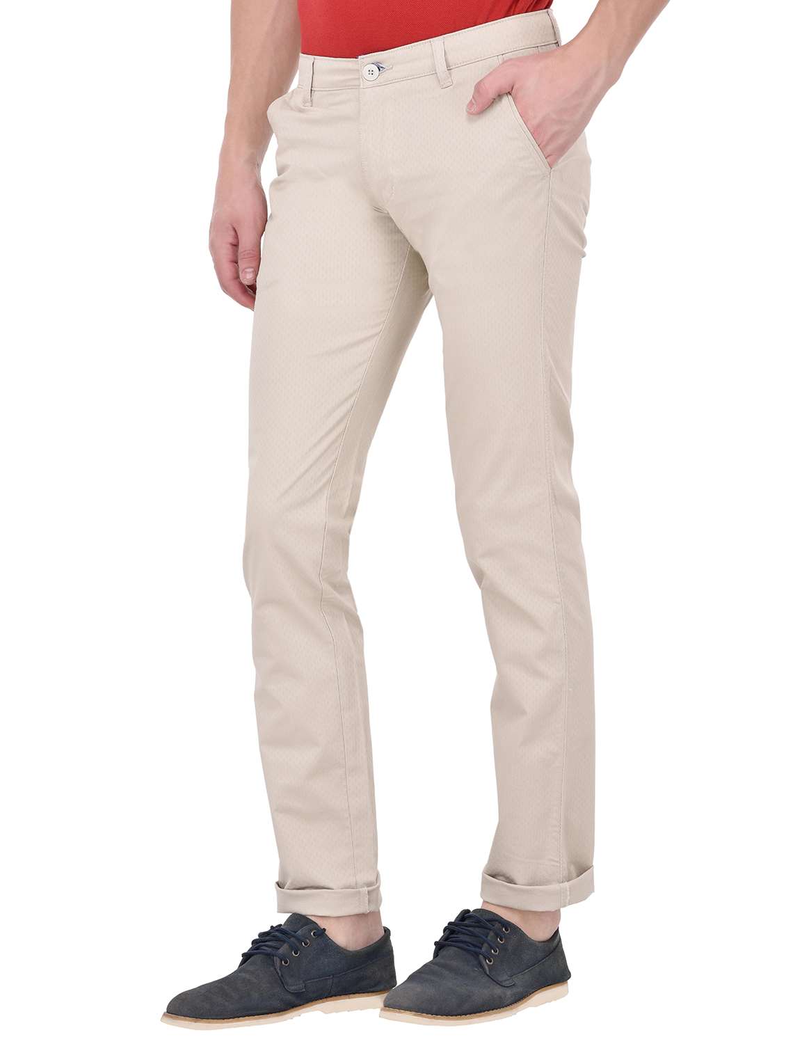 beige cotton chinos casual trouser - 13672014 - Standard Image - 1
