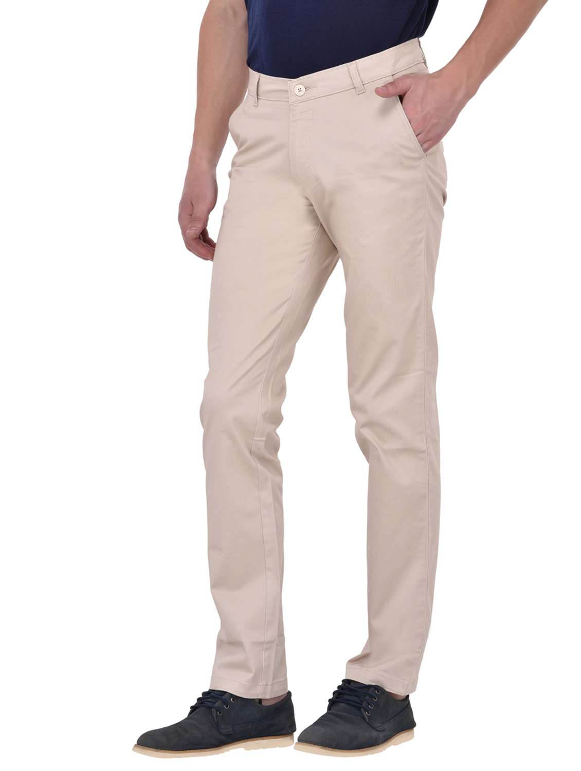 beige brown cotton chinos casual trouser - 13672019 -  Standard Image - 1