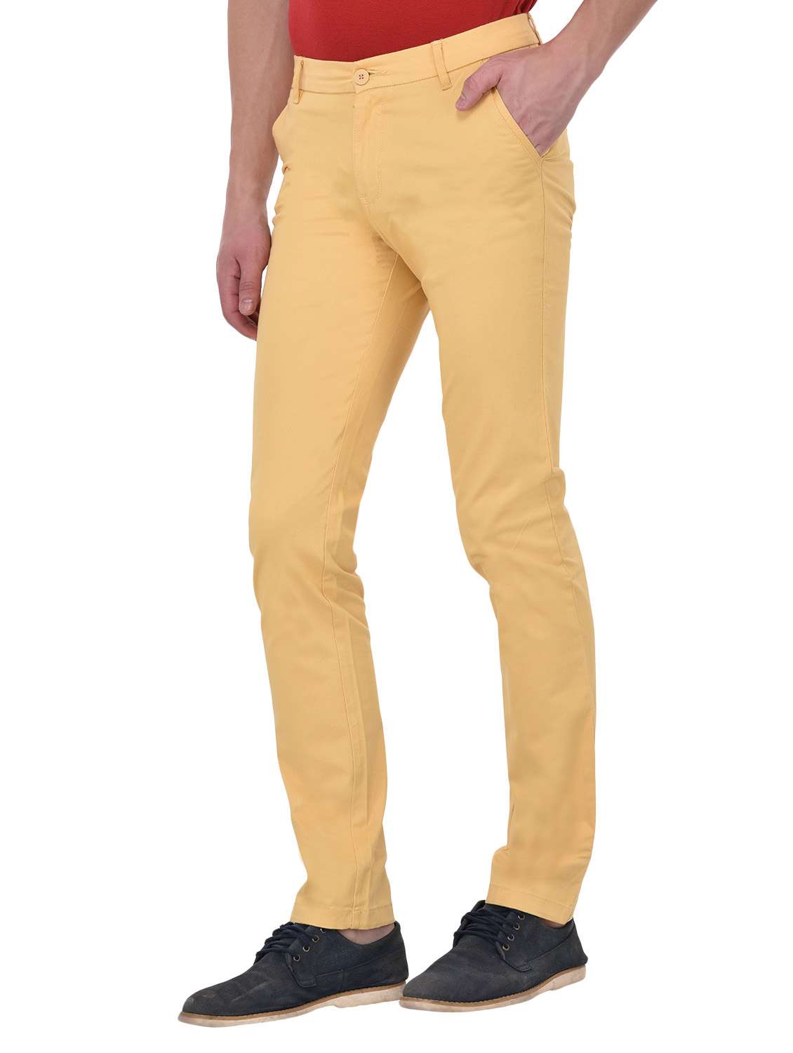 yellow cotton chinos casual trousers - 13672039 - Standard Image - 1