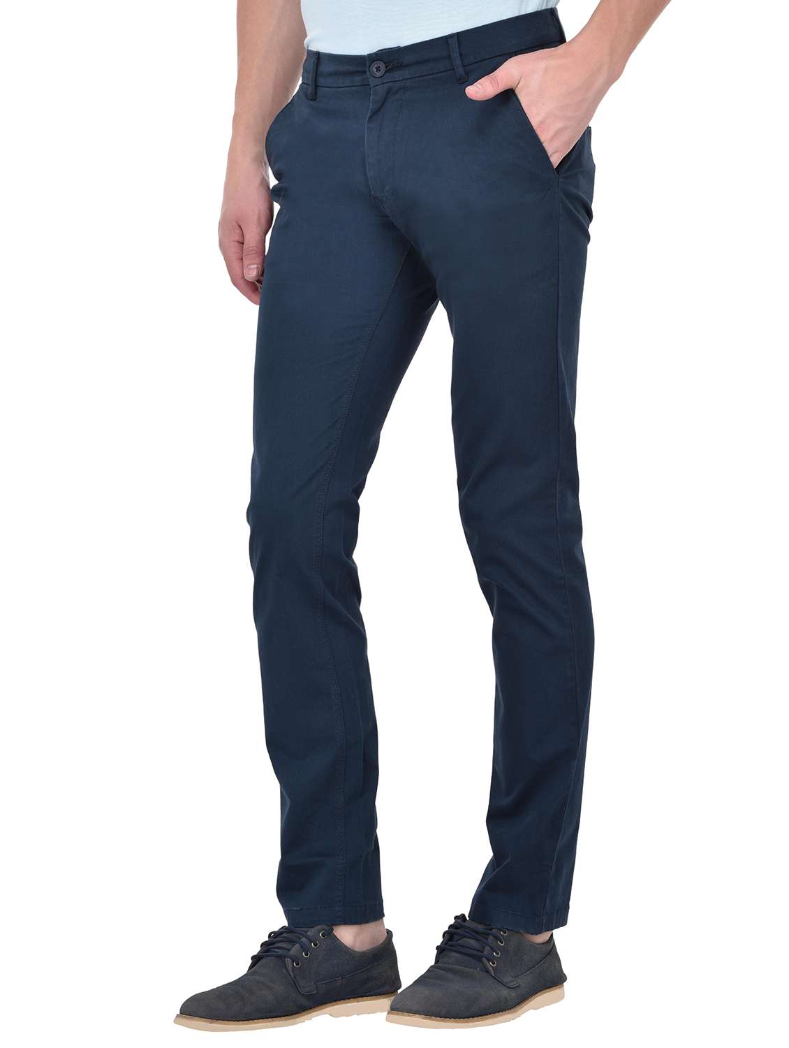 blue cotton chinos casual trousers - 13672040 -  Standard Image - 1
