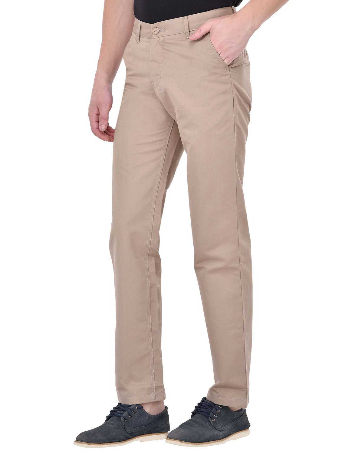beige cotton chinos casual trousers - 13672043 - Standard Image - 1