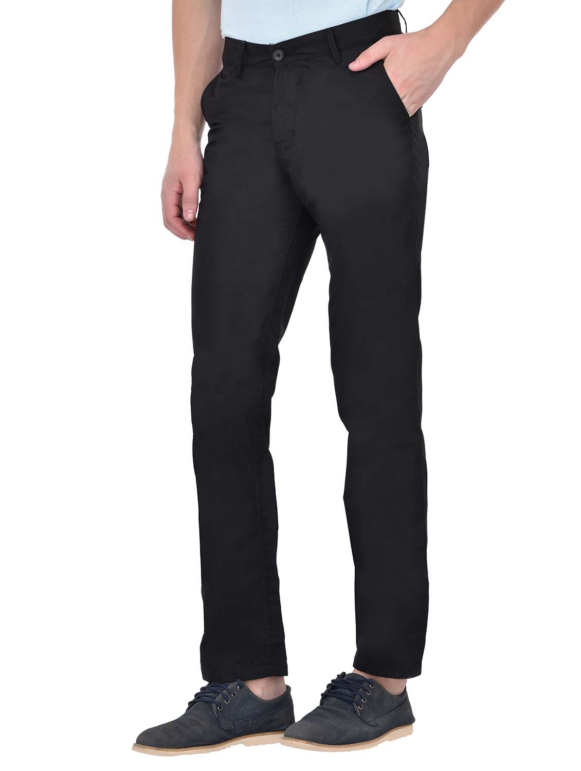 black cotton chinos casual trousers - 13672044 - Standard Image - 1