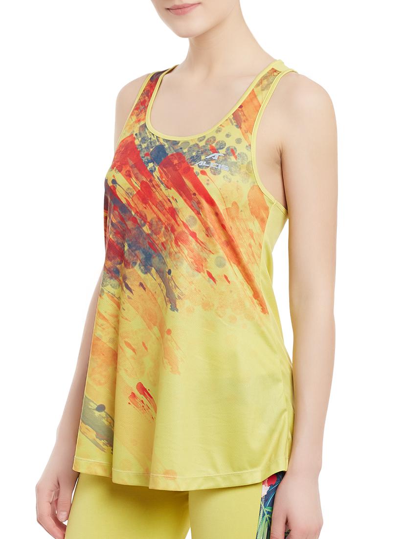 yellow printed racer back top - 13672257 - Standard Image - 1