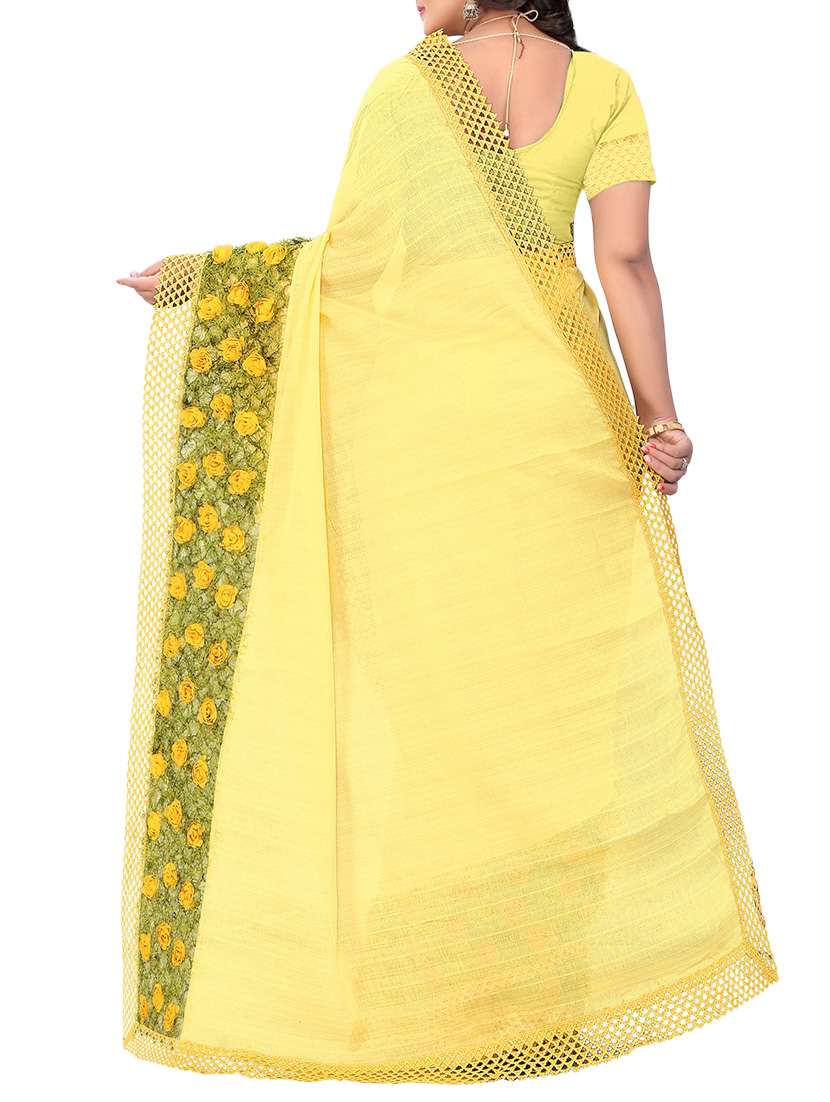 women's floral yellow colored saree - 13675539 -  Standard Image - 1