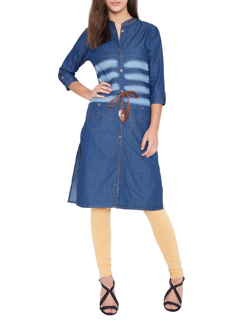 Denim straight kurta