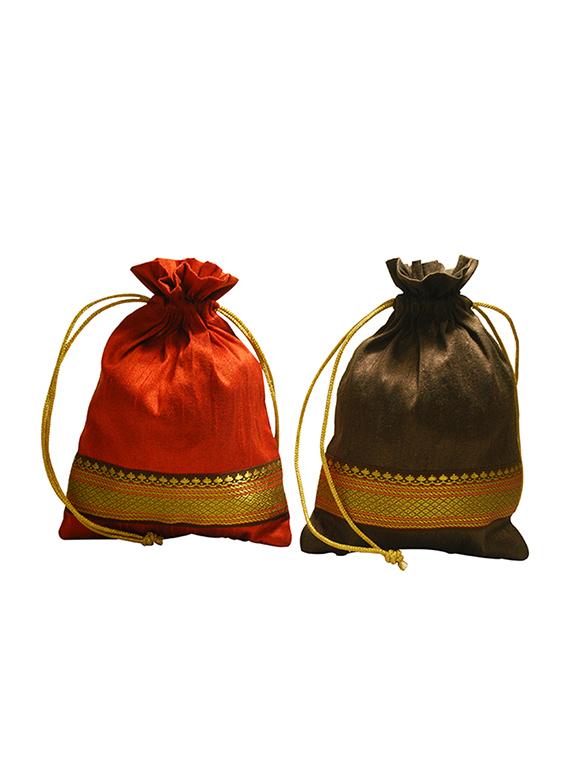 orange silk potli