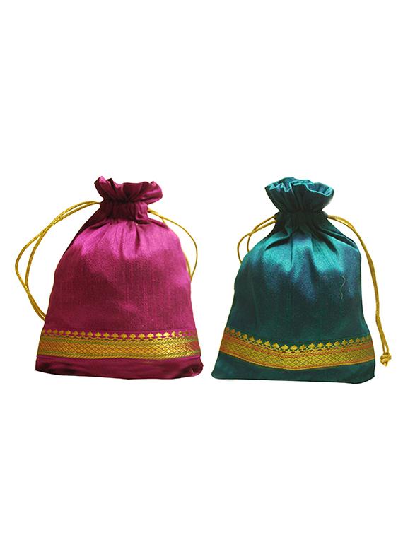 purple silk potli - 13679904 -  Zoom Image - 0