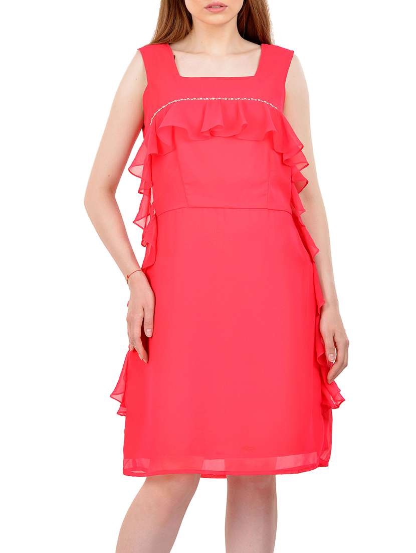 women's ruffle solid dress