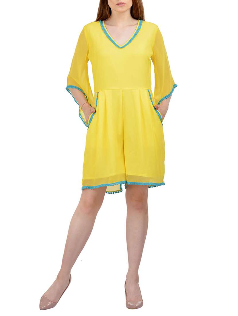 contrast lace pocket detail romper