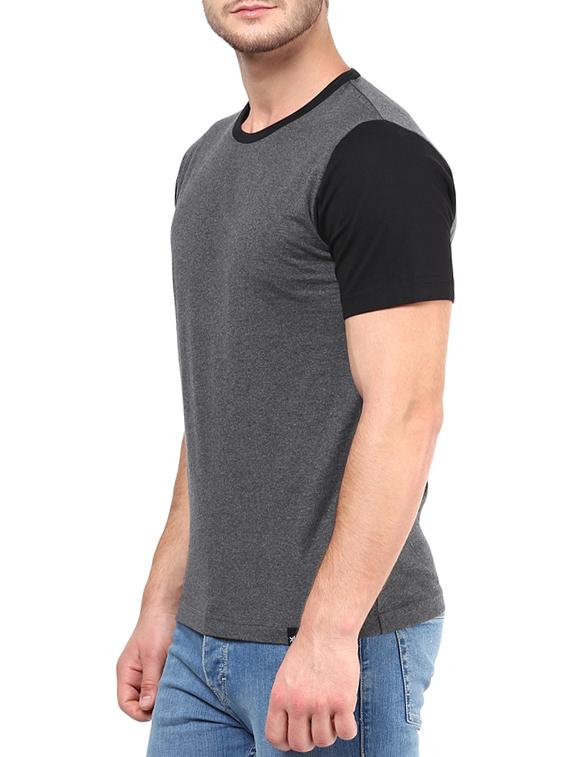 grey cotton colour block tshirt - 13691531 -  Standard Image - 1