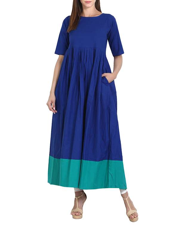 flared color block kurta