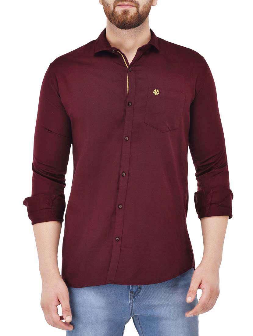 maroon cotton casual shirt