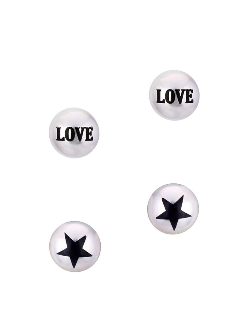 white metal studs earrings