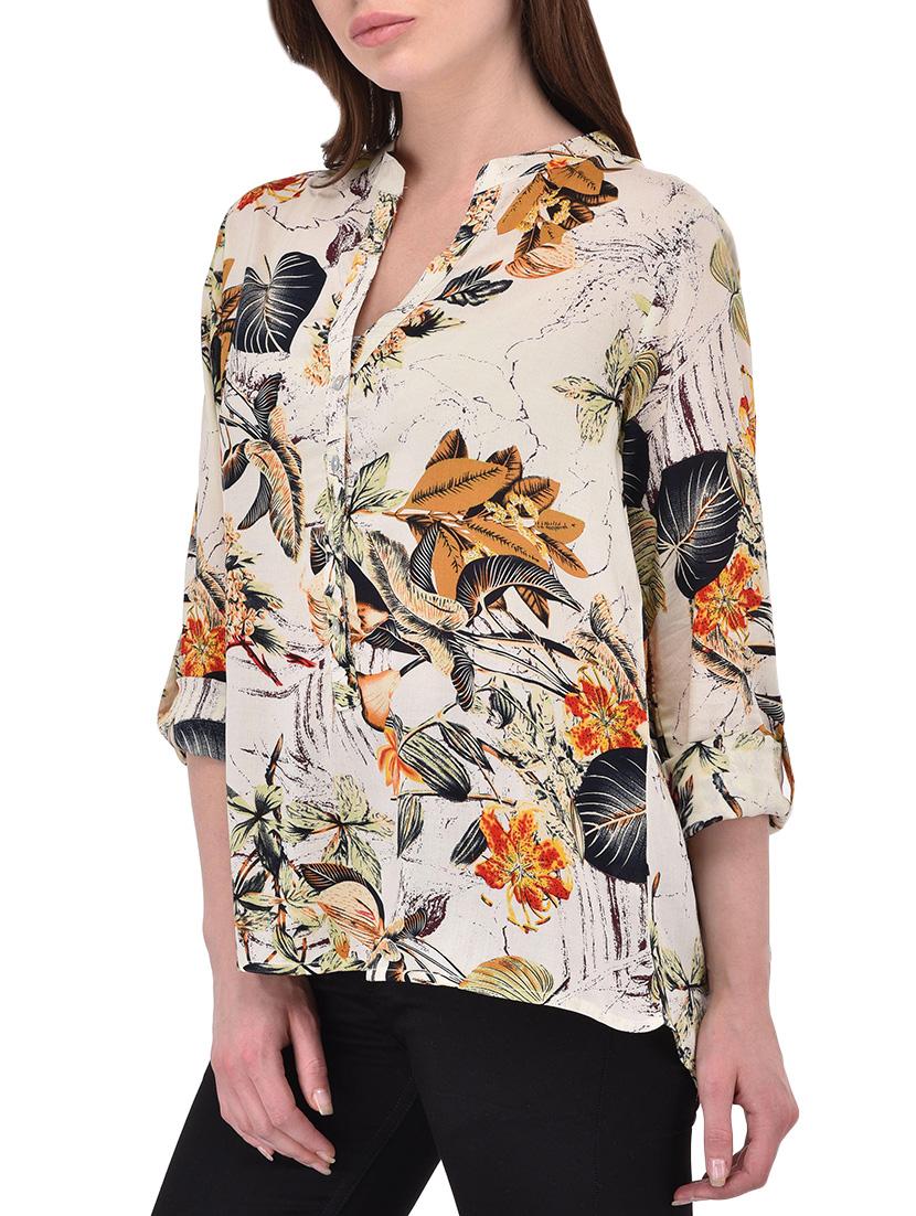women's straight mandarin neck top - 13696282 - Standard Image - 1