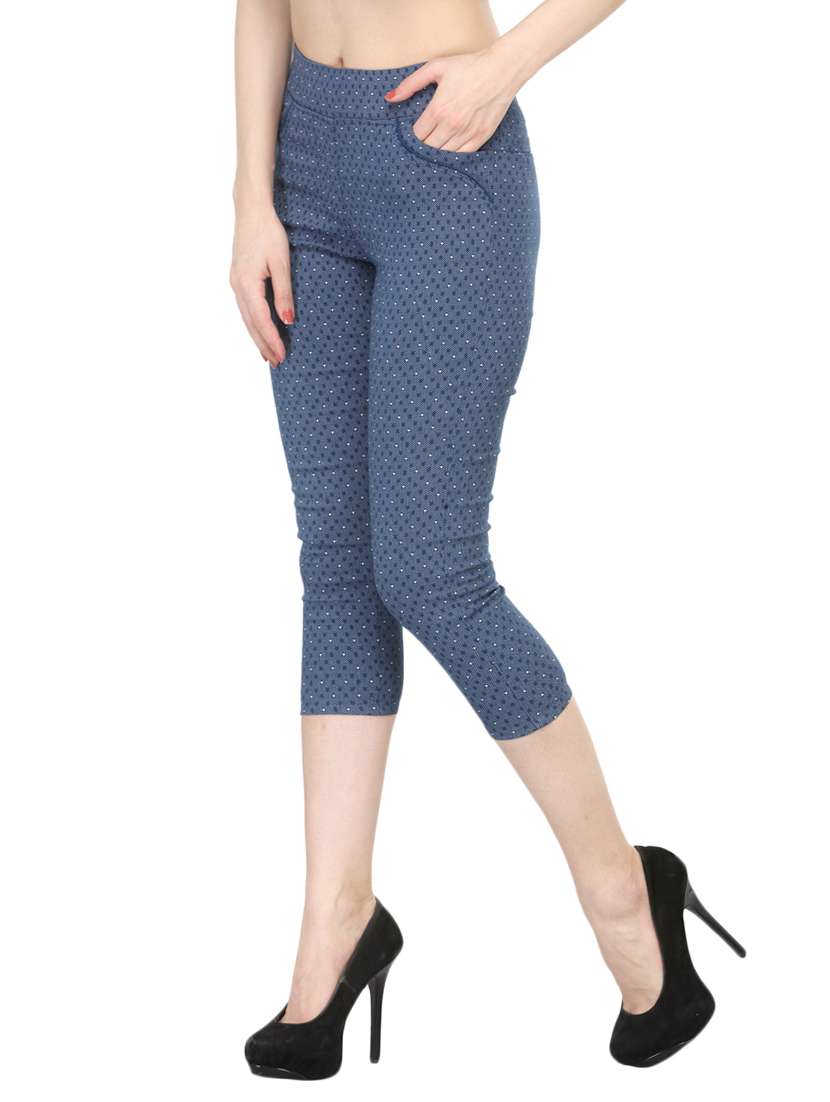 blue cotton capri leggings - 13698178 - Standard Image - 1