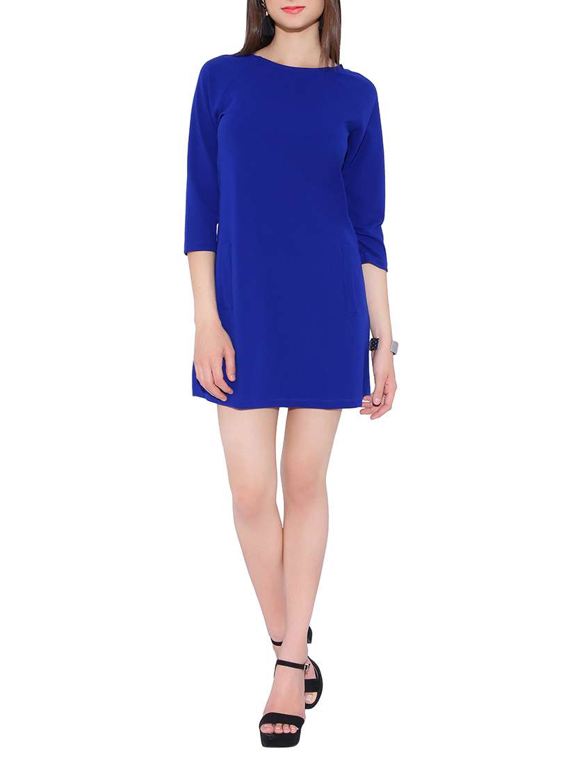 blue nylon shift dress