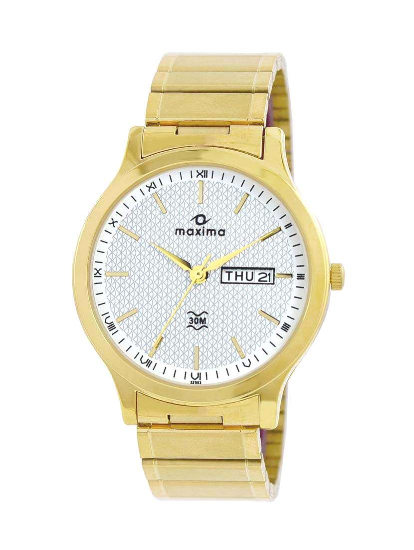 maxima white dial watch for men 