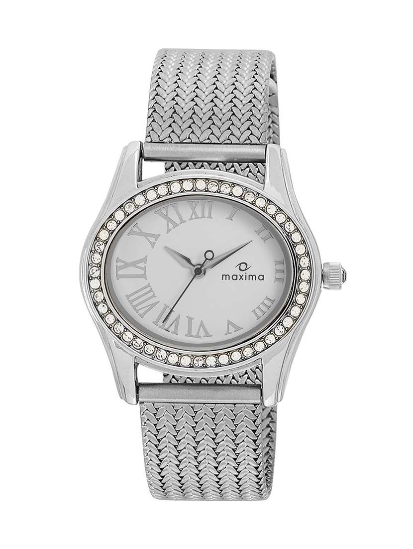 maxima white dial watch for  women -  44020cmli