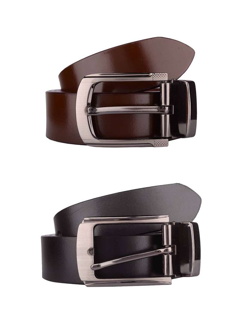 black & brown metal alloy belt