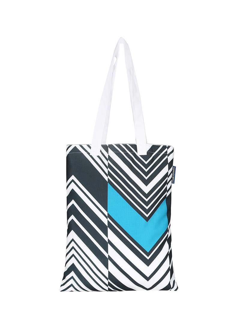 white polyester printed tote - 13710043 - Zoom Image - 0