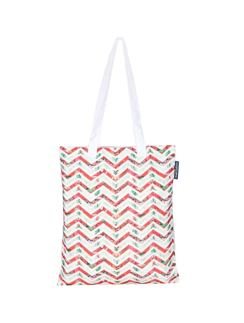 white polyester printed tote - 13710055 - Zoom Image - 0