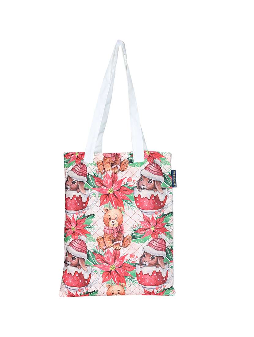 white polyester printed tote