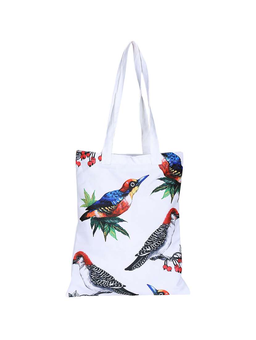 white polyester printed tote