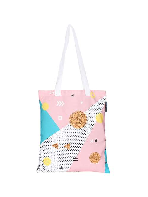 white polyester printed tote - 13710069 -  Standard Image - 0